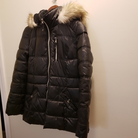 Laundry by Design Black Puffer Jacket Faux Fur Size Small - Picture 3 of 16